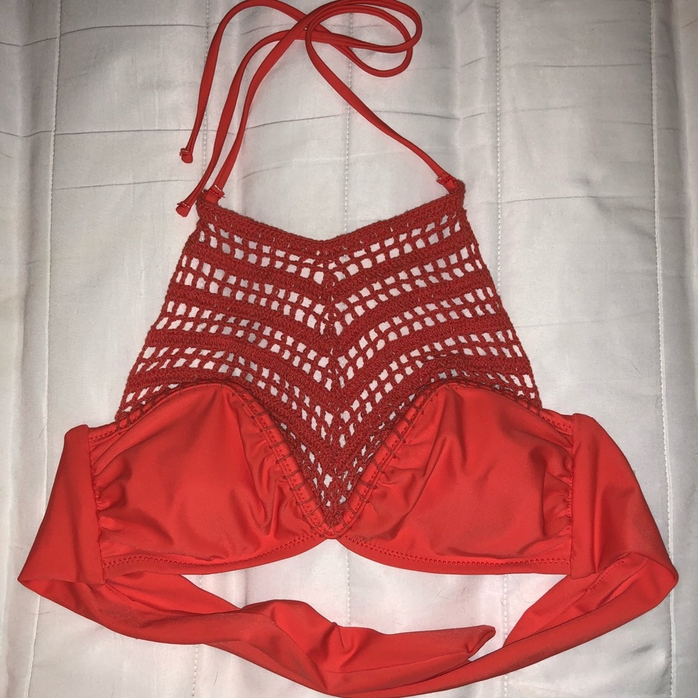 coral swimsuit top. never worn!!